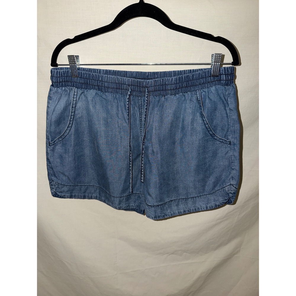 Universal Thread Womens Blue Chambray Drawstring Elastic Waist Shorts Large L